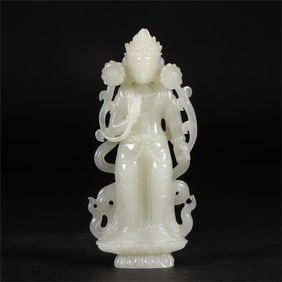 A beautiful Hetian jade Guanyin statue