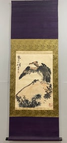 A beautiful Pan Tianshou paper vertical scroll