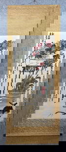 A calligraphy and painting by Wu Changshuo: Wu Changshuo's calligraphy and painting Size: 69x146cm (The Dimensions Of All Batches Are Manually Measured.If You Need More Detailed Information, Please Contact Our Customer Service Before Bidding.)