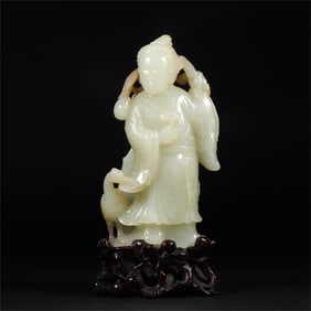 A beautiful Hetian jade magu birthday ornament