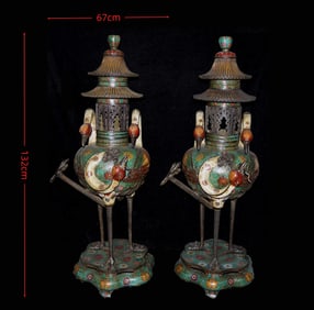 A handmade cloisonné enamel cloisonné three-story large smoker