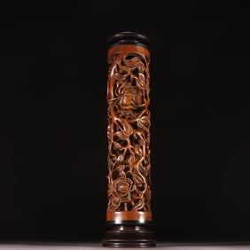 A sandalwood flower pattern incense tube from the Qing Dynasty