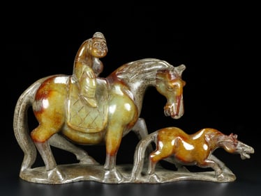 A beautiful Hetian jade old cargo horse
