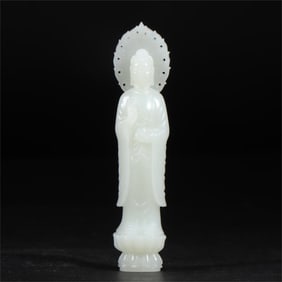 A beautiful Hetian jade backlit Buddha statue
