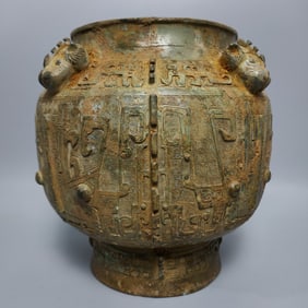 A bronze four-sheep jar of the Shang and Zhou dynasties