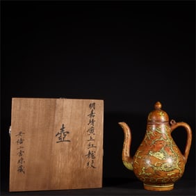 A yellow red dragon pattern pot made in the Jiajing period of the Ming Dynasty