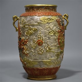 A silver ground ruyi winter melon bottle from the Qing Dynasty