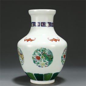 A Qing Dynasty Doucai Tuanhua Wubat bottle