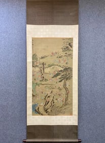 A vertical scroll of Hu Xigui's Hundred Sons on silk