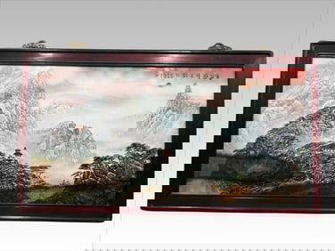 A beautiful landscape porcelain panel painting by the famous artist Wang Xiliang