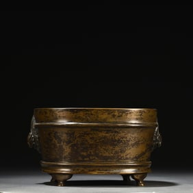A copper tire string pattern chicken ear incense burner made in the Yongle year of the Ming Dynasty