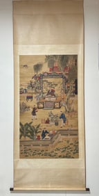 A picture of Lang Shining playing the piano in the six-foot imperial garden
