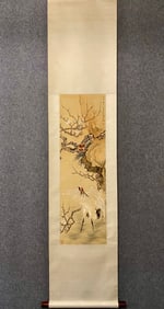 A silk vertical scroll of Qu Zhaolin's Zhixian birthday painting