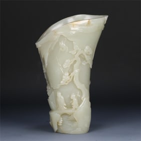 A landscape cup of Hetian jade character stories in the Qing Dynasty
