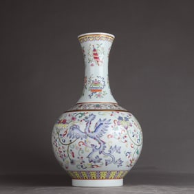 A pastel eight-treasure pattern phoenix wearing a flower appreciation vase made in the Guangxu year