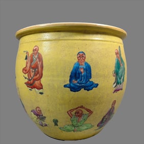 An eighteen arhat jar of the Qing Dynasty