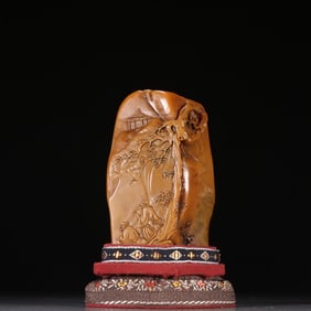 A beautiful Shoushan stone landscape figure ornament