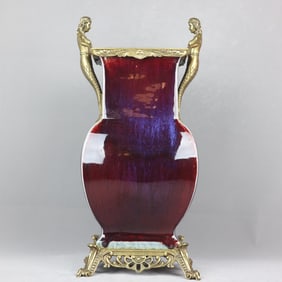 A fine kiln-glazed copper-inlaid mermaid amphorae