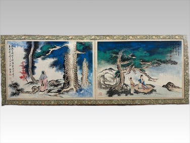 A calligraphy and painting by Zhang Daqian