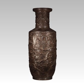 A carved pile of silver nine dragon mallet bottles made in the Qianlong period of the Qing Dynasty