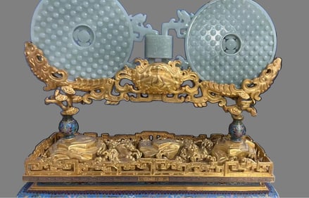 A beautiful cloisonné enamel inlaid with jade beads