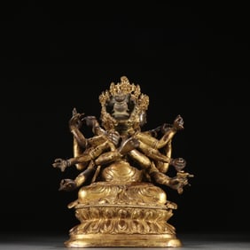 A beautiful copper gilt double cultivation Buddha