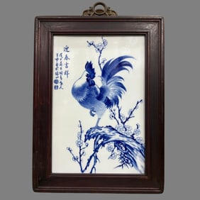 A beautiful porcelain panel painting of the Eight Friends of Zhushan and Wang Bu Yingchun Auspicious