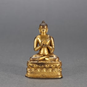 A bronze gilt Mongolian Buddha from the Qing Dynasty