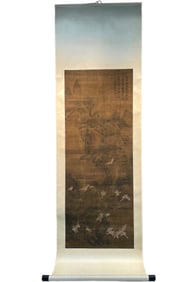 A large-scale silk vertical scroll of Tang Bohu in the Ming Dynasty