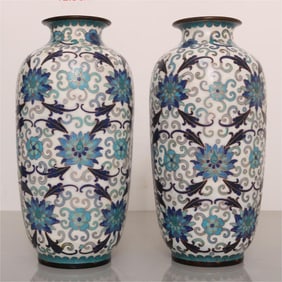 A pair of handmade cloisonné enamel cloisonné winter melon bottles