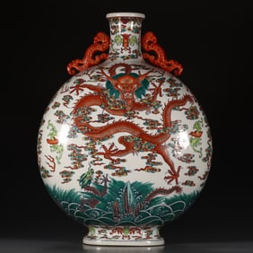 A Qing Dynasty Qianlong year Doucai auspicious cloud dragon pattern moon holding vase