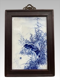 A beautiful porcelain panel painting of the Eight Friends of Zhushan Wangbu
