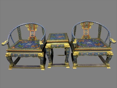 A set of exquisite copper tire handmade cloisonné enamel cloisonné (lion roll hydrangea Pixiu