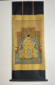 A silk book of Lang Shining's hanging scroll