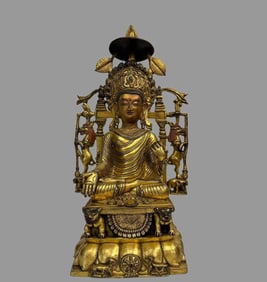 A beautiful bronze gilt crown Buddha