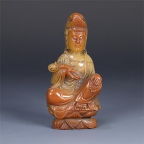 A beautiful Shoushan stone Guanyin ornament
