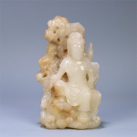 A Qing Dynasty Hetian jade free Guanyin Shanzi ornament
