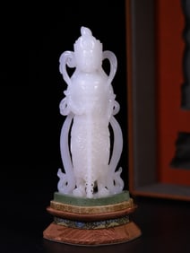 A beautiful Hetian jade Wei Tuo Bodhisattva