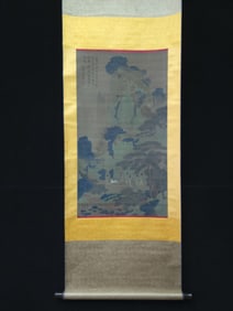 A landscape painting of Zhao Mengfu's fine silk characters in the Yuan Dynasty