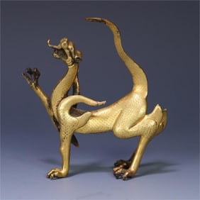 A beautiful copper gilt tiger ornament