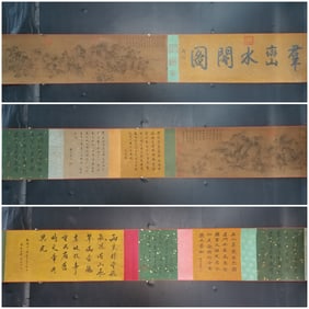 A long scroll of a beautiful Huang Gongwang group of Luanshui Pavilion