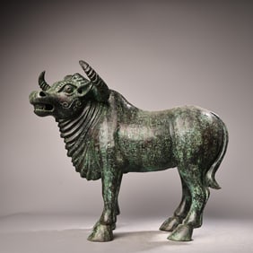 A bronze cow with an inscription in the Han Dynasty