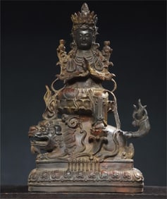 A Buddha statue of Manjushri Bodhisattva in bronze rubbing