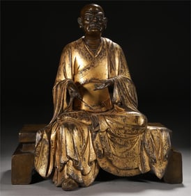 A bronze gilded Arhat statue of the Qing Dynasty