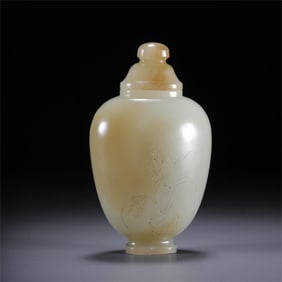 A beautiful Hetian jade carved poetry vase