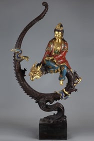 A bronze cloisonné enamel dragon Guanyin made in the Qianlong period of the Qing Dynasty