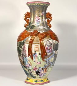 A Qing Dynasty Yongzheng imperial enamel gilded character story baggage bottle