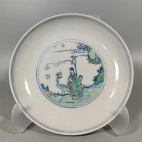 A Ming Dynasty Doucai character plate