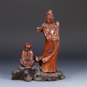 A beautiful boxwood Guanyin ornament