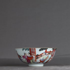 A pastel character story west chamber bowl of the Tongzhi era of the Qing Dynasty